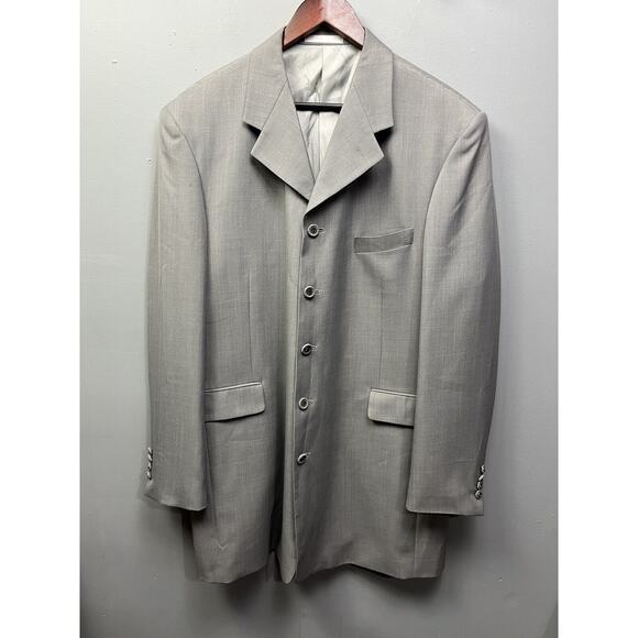 Stacy‎ Adams Super 100's Disegno Collezione men's size 40L Gray 5 button Jacket - Picture 1 of 8